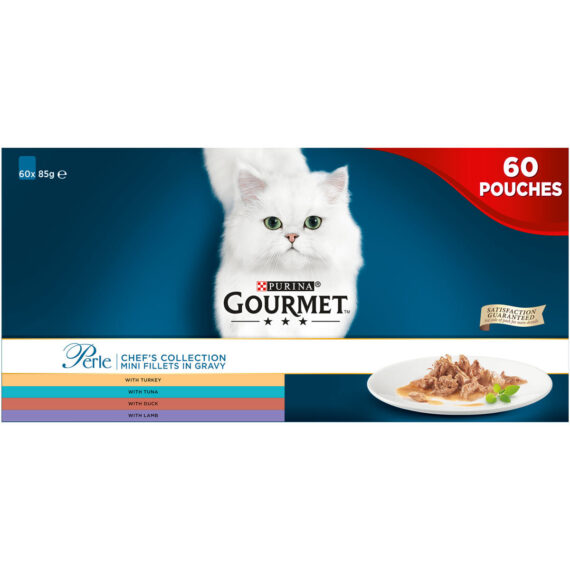 Gourmet Perle Cat Food Chefs Fish and Meat Mixed Collection, 60 x 85g